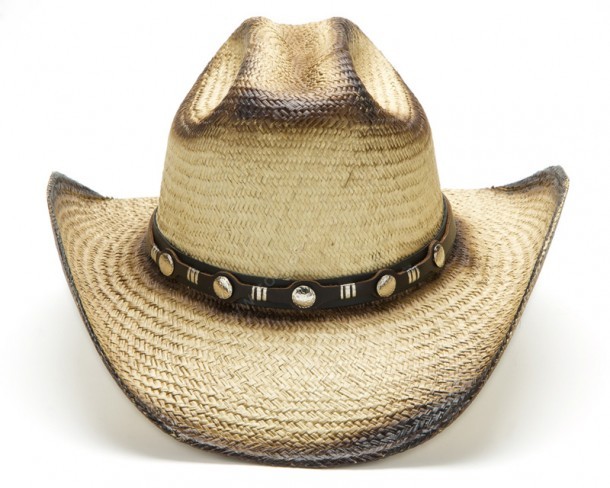 Natural toasted straw cowboy hat with double brown / black hat band
