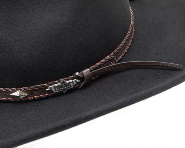Sombrero vaquero Stars & Stripes fieltro blando negro con cinta marrón