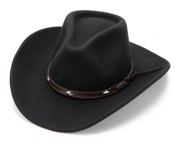 Sombrero cowboy clásico Dallas de fieltro negro con cinta decorativa