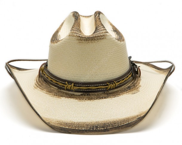 Sombrero western para hombre color crudo con barboquejo de cuero