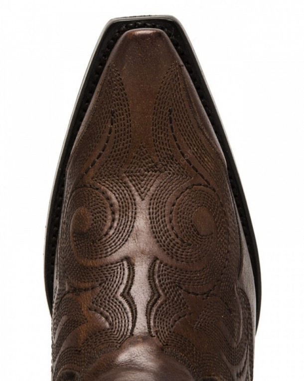 Mexican ladies western chestnut brown boots with dark embroidery