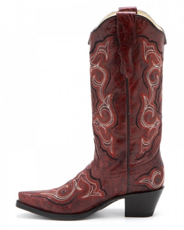 Botas western mexicanas Corral Boots cuero rojo vintage para mujer