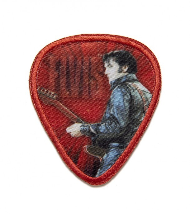 Elvis Presley red guitar pick embroidered patch