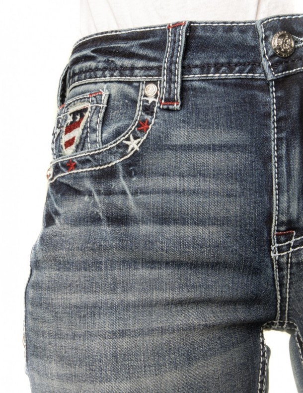 Woman country jean pants zipper closure elastic material