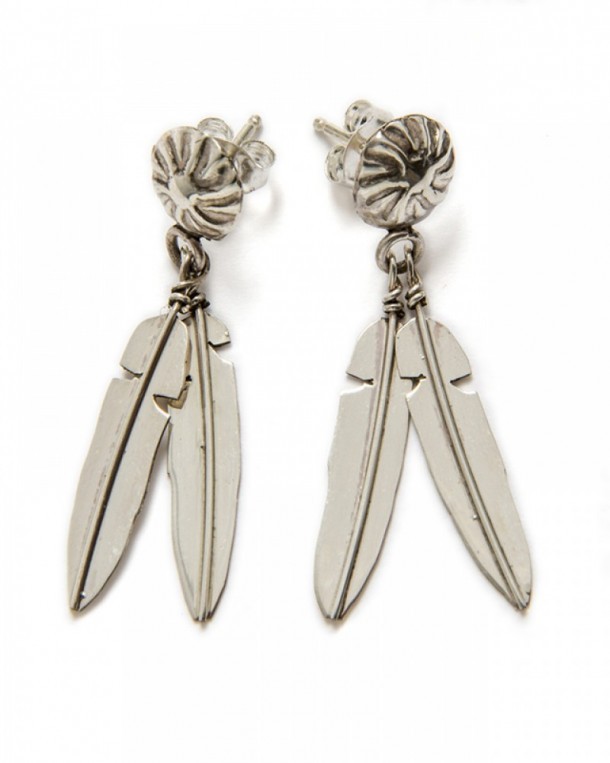 Navajo style double small feather earrings