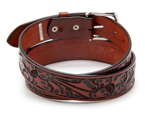 Mexican style cowboy maroon leather belt for men and women