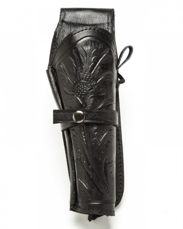 Tooled black leather western gun holster