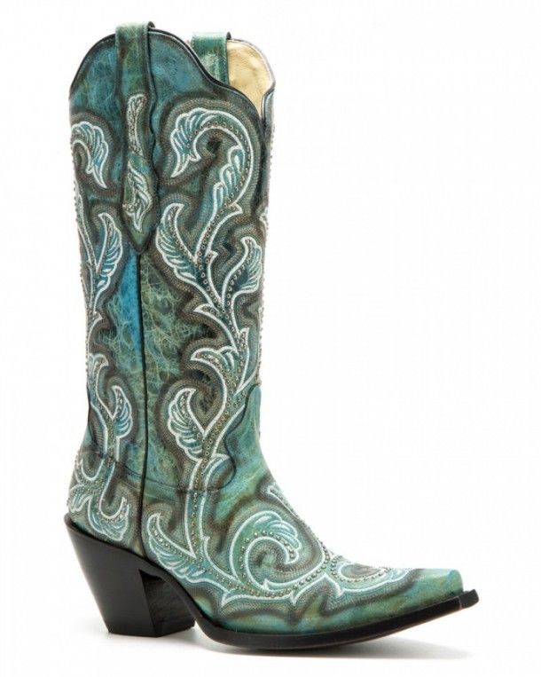 G-1249 Turquoise Shaded | Compra en nuestra tienda online estas botas mexicanas para mujer hechas en piel color verde turquesa y tacón alto.