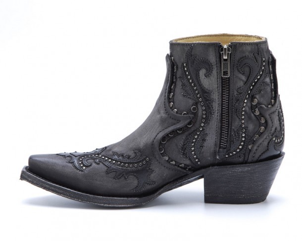 Botines cortos vaqueros estilo mexicano Corral Boots cuero gris desgastado para chica