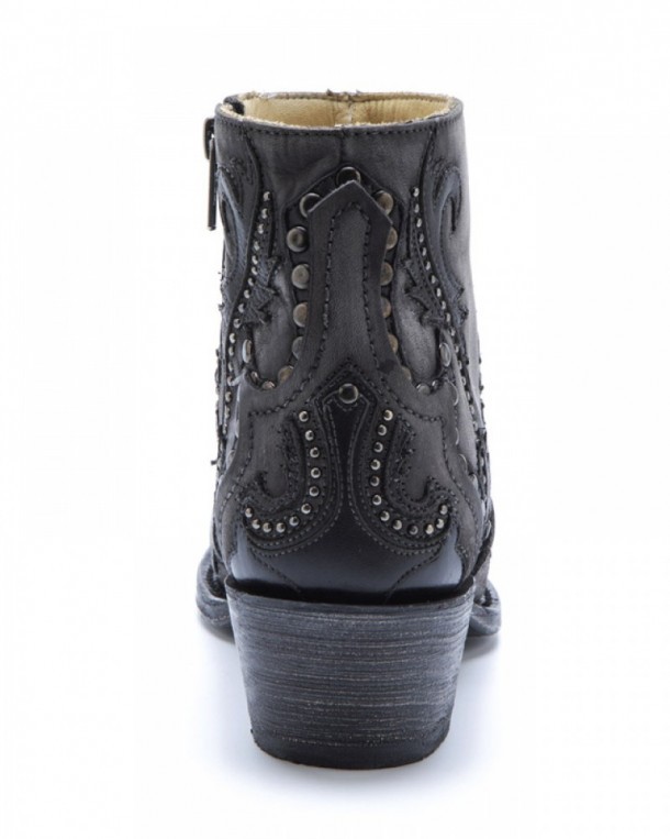 Botines cortos vaqueros estilo mexicano Corral Boots cuero gris desgastado para chica