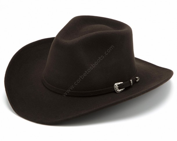 Sombrero vaquero de lana marrón y ala ancha