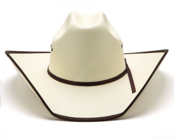 Country dance beige canvas western hat  with brown edge affordable hat