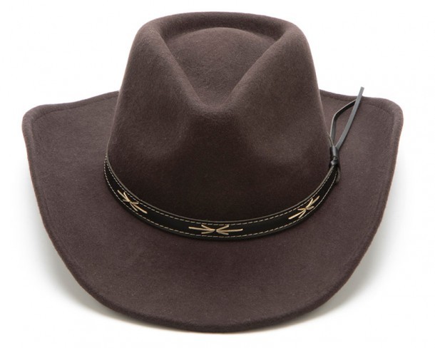 Sombrero marrón económico estilo western fieltro de lana marrón con forro interior