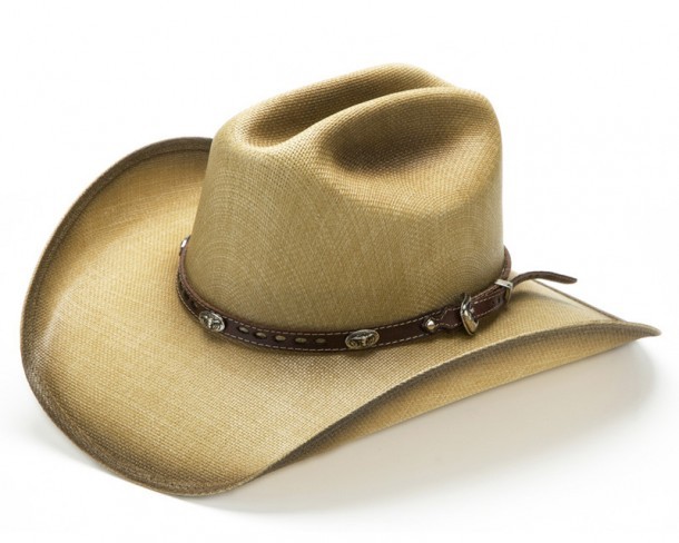 Sombrero vaquero canvas color arena con conchos cabeza de vaca