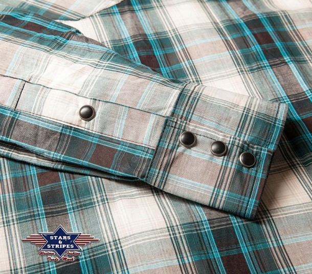 Striped white and blue western shirt for men