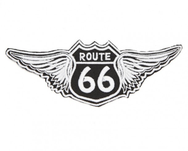 Parche motero escudo carretera Ruta 66 con alas