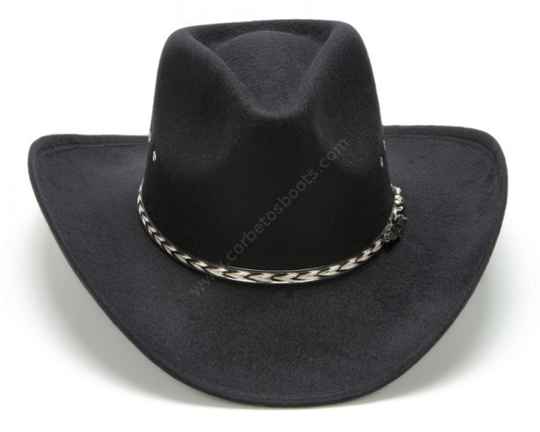 Economic line black faux felt unisex cowboy hat