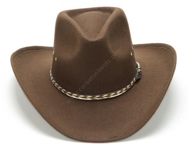Economic line brown faux felt unisex western hat