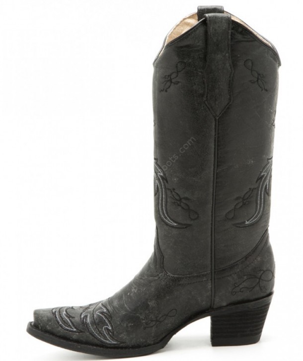 L-5269 Black Embroidery | Puedes comprar en nuestra tienda online estas botas cowgirl grises de cuero para mujer con un atrapasueños bordado.