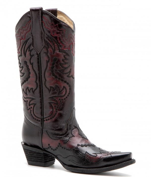 Circle G dark distressed maroon Mexican cowboy ladies boots