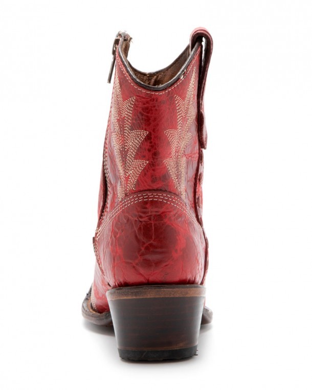 Vintage red western ladies ankle boots with zipper