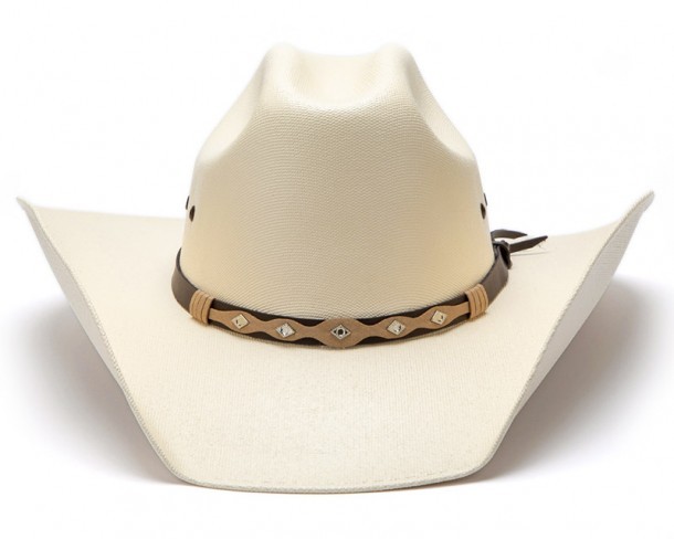 Affordable price short brim white western hat with cowboy style leather hat band