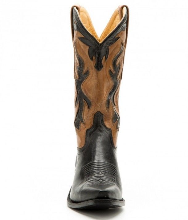 LF-1531 | Ladies Old West natural / black leather combination cowboy boots
