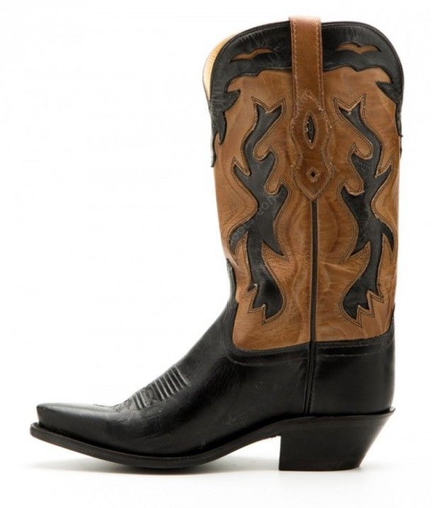 LF-1531 | Ladies Old West natural / black leather combination cowboy boots