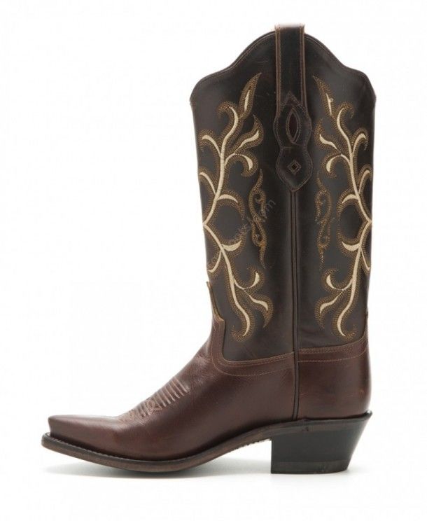 LF-1571-E | Womens Old West brown leather combination cowboy boots