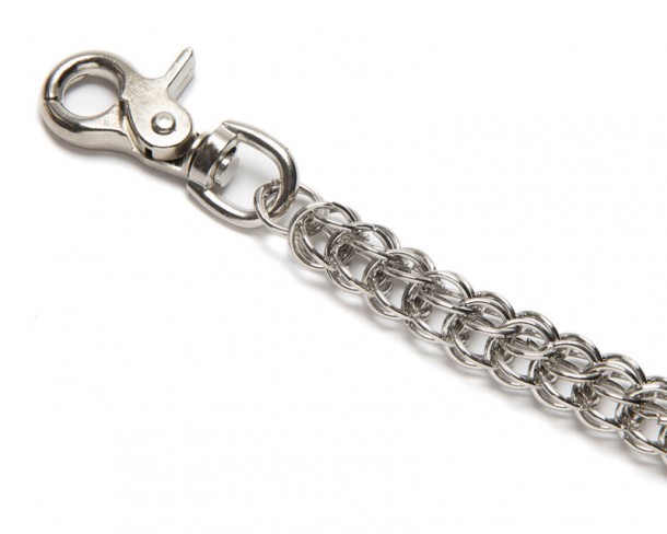 Double ring linked chromed metallic wallet biker chain