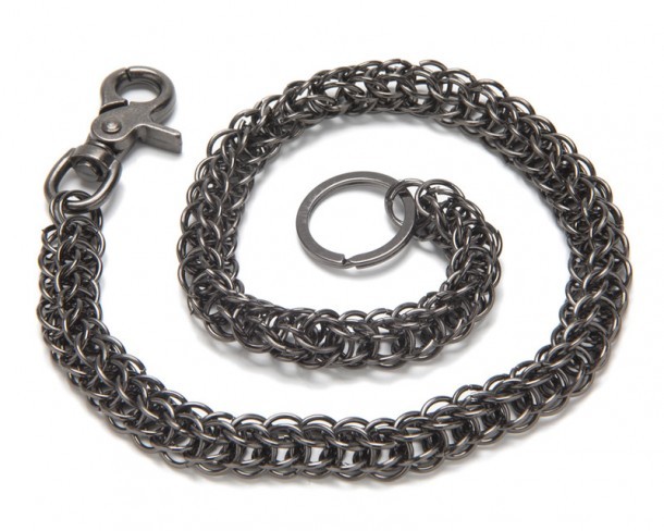 Flexible double ring linked antique metal chain wallet