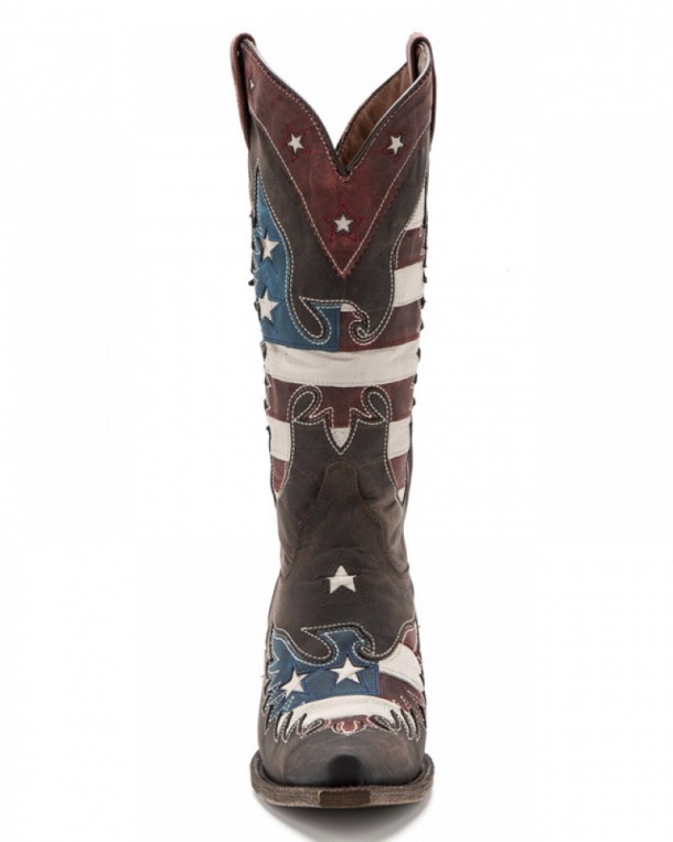 Country style women brown western boots with USA flag