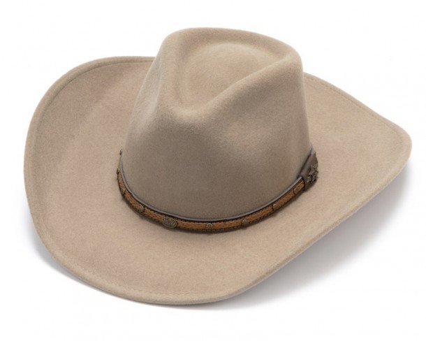 Laredo Sand: sombrero vaquero fieltro de lana color arena para hombre y mujer