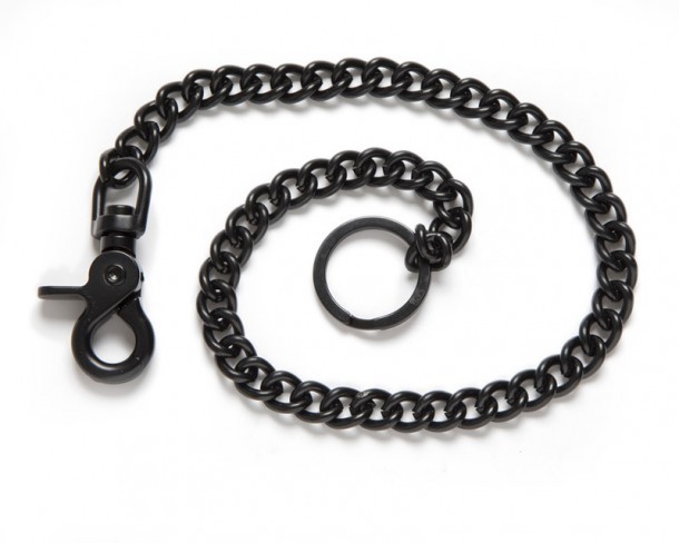 Basic black metallic wallet chain with safety hook