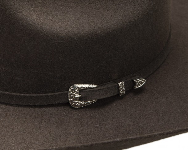 Cattleman crown Texan cowboy stiffened brown wool felt hat
