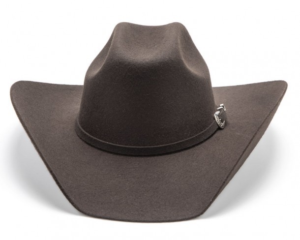 Sombrero Cattleman texano rígido de fieltro de lana marrón