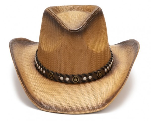 Sombrero barato para montar a caballo estilo cowboy hecho en paja natural de la marca Stars & Stripes