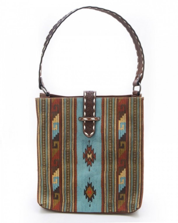 Bolso de mano grande estilo vaquero para mujer con mosaico multicolor Southwest