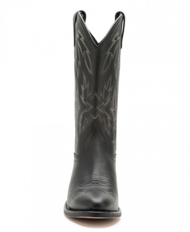 OW-2010-LE | Womens Old West round toe black leather cowboy boots