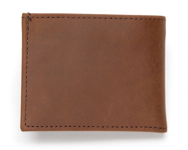 Tan brown leather classic wallet with cowhide inner compartments