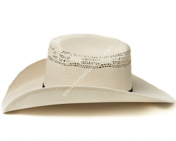 Sombrero blanco western copa calada paja endurecida blanca