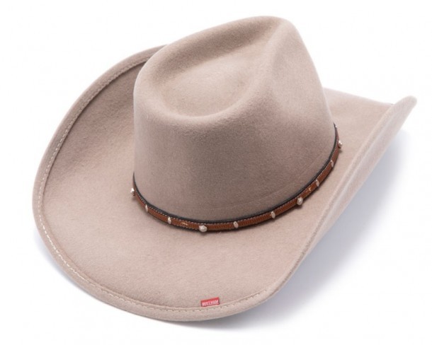 Sombrero monta western color arena fieltro rígido y ala estrecha
