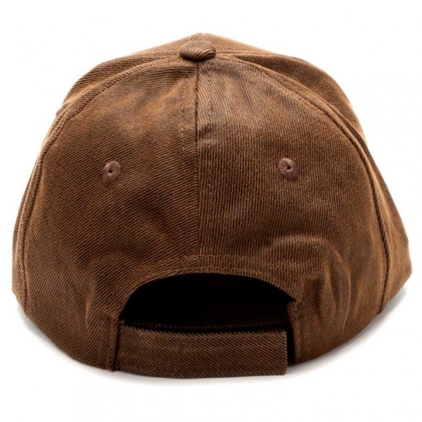 Brown leather look cap with velcro closure