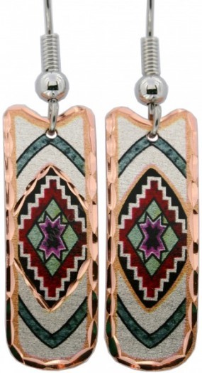 Copper western style earring medallions with mosaic