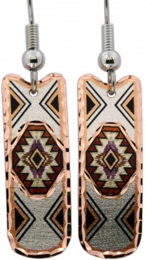 Cowgirl earthtone copper-made earrings with American mosaic