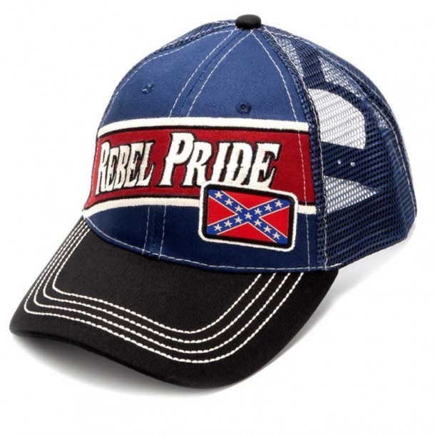 Gorra camionero azul con malla y banda rebel pride confederada