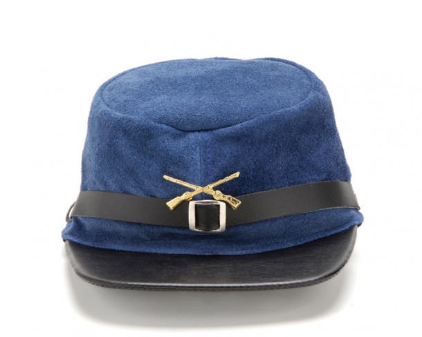 Suede Union Army soldier kepi with leather visor