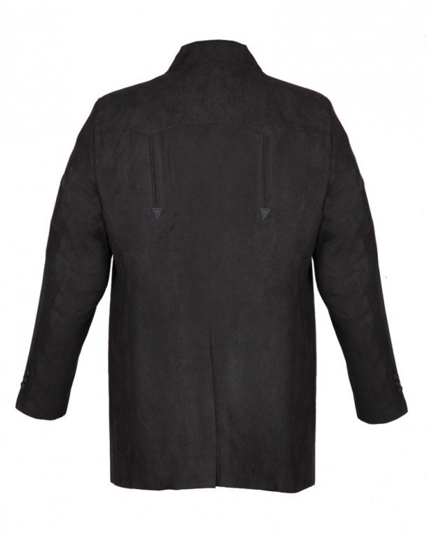 Black velvet touch western style blazer for men