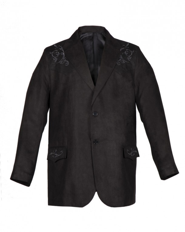 Western style black jacket with grey tribal embroideries
