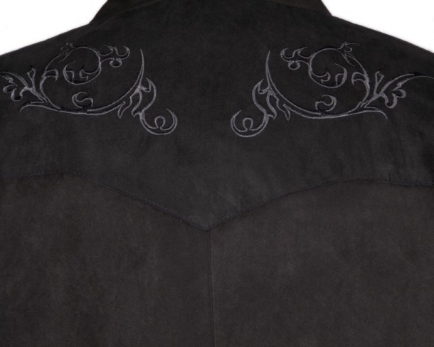 Western style black jacket with grey tribal embroideries